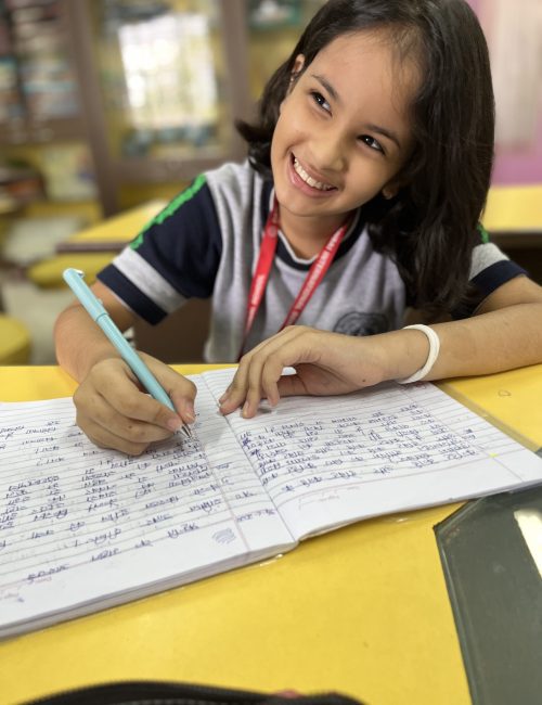 Student taking hindi lessons at International school in santacruz east