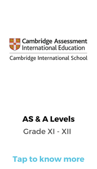 Image featuring the Cambridge Assessment International Education logo. The text overlay promotes AS and A level programs at Panbai International School in Santacruz, Mumbai, along with a clickable 'Know More' tab. The image emphasizes the school's affiliation with Cambridge and its advanced educational offerings