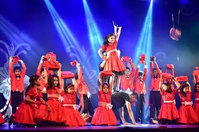 Students performing dance with Shiamak Davar’s Dance Education program at Panbai International School Mumbai