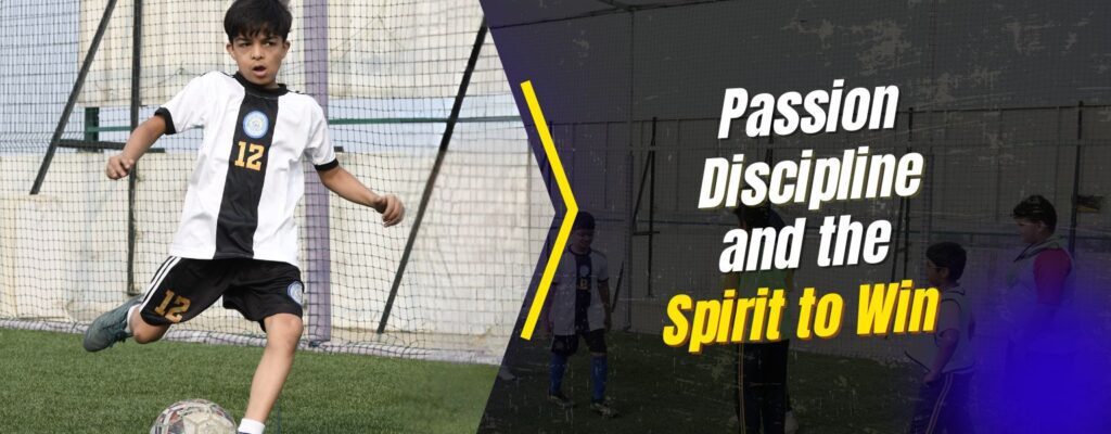Student playing football at Panbai International School Mumbai, showcasing discipline, teamwork, passion, and holistic development through sports education.