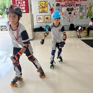 Students receiving skating training at Panbai International School